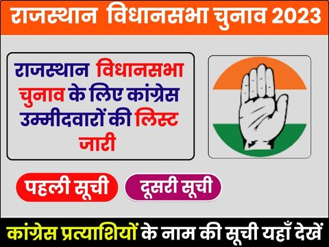 Rajasthan Congress Candiddat list 2023